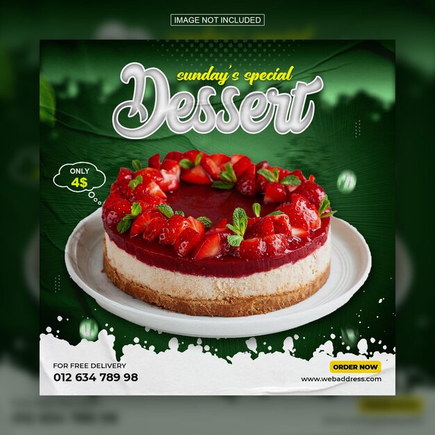 Plantilla de diseño de publicación de instagram de redes sociales de menú de comida deliciosa especial