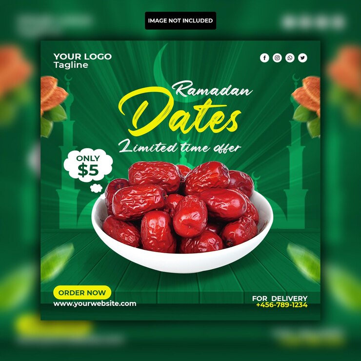 PSD plantilla de diseño de publicación de instagram de redes sociales de menú de comida de ramadán delicioso especial