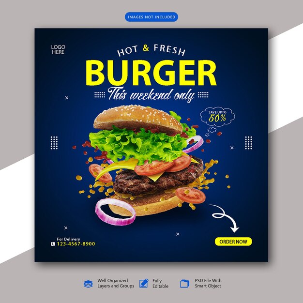 Plantilla de diseño de publicación de Instagram de venta de alimentos PSD