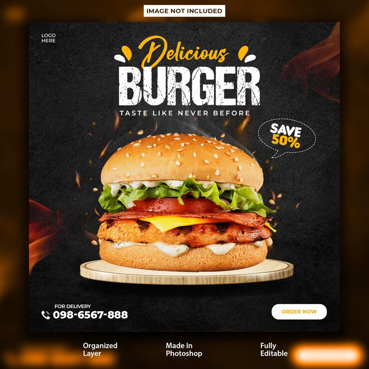 PSD plantilla de diseño de publicación promocional de instagram de pollo delicioso
