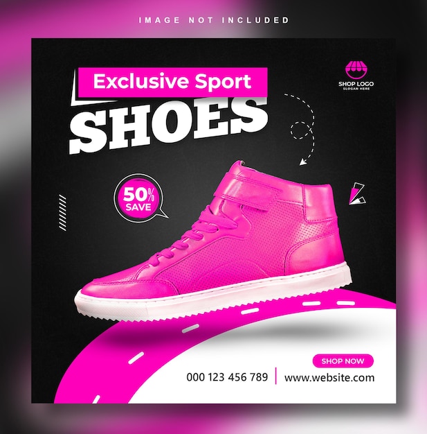 PSD plantilla de diseño de publicación de redes sociales de banner de zapatos deportivos exclusivos
