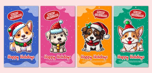 Plantilla de diseño de publicación de redes sociales de cachorro lindo de navidad