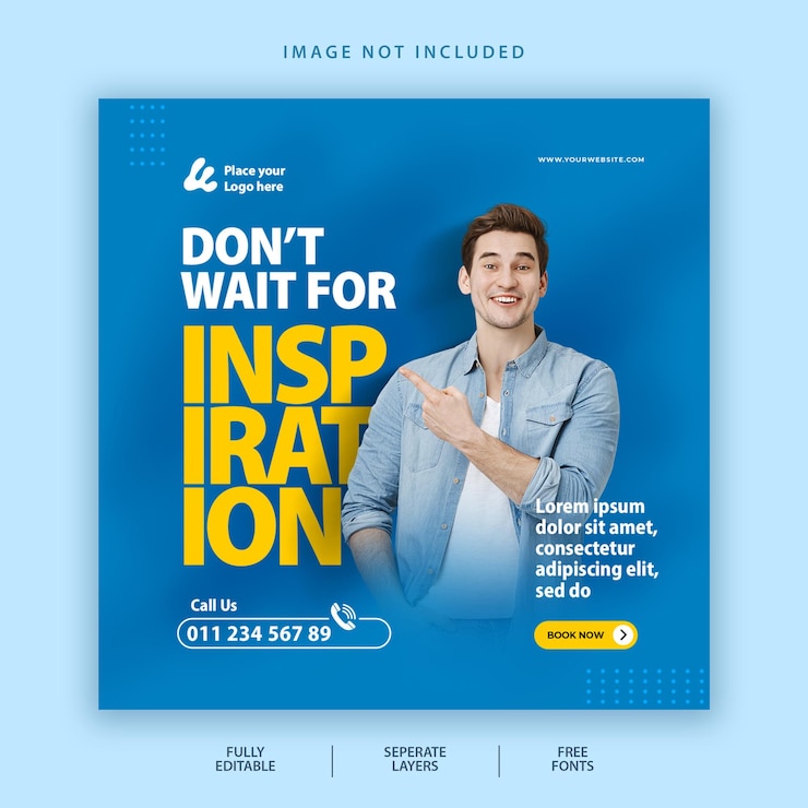PSD plantilla de diseño de publicación de redes sociales con degradado azul creativo con imagen