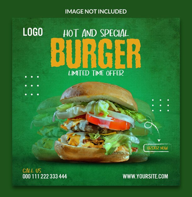 PSD plantilla de diseño de publicación de redes sociales deliciosa hamburguesa