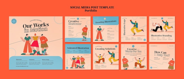 Plantilla de diseño de publicación de redes sociales de portofolio insta