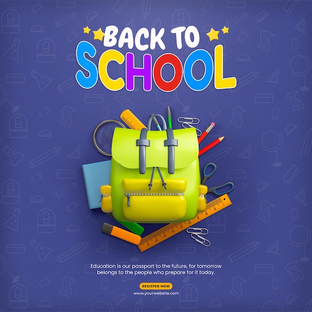 Plantilla de diseño de publicación de redes sociales de regreso a la escuela