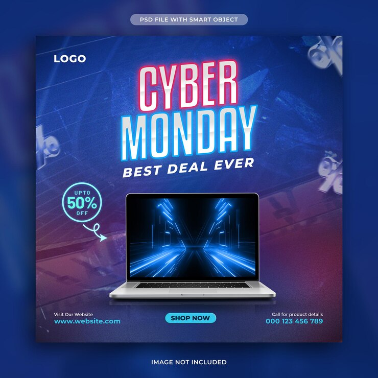 PSD plantilla de diseño de publicación de redes sociales de venta de cyber monday