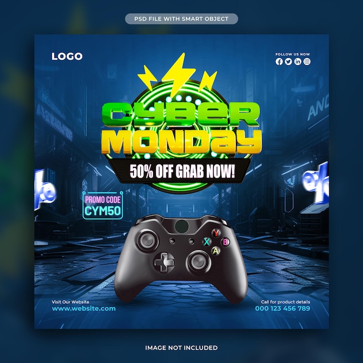 PSD plantilla de diseño de publicación de redes sociales de venta de cyber monday
