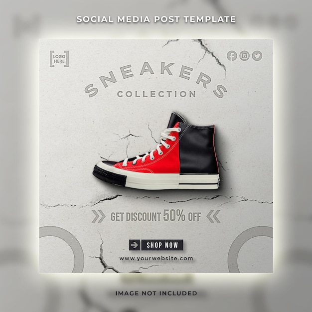 PSD plantilla de diseño de publicación de redes sociales de venta de zapatillas