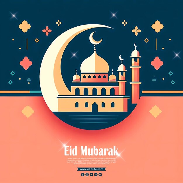 PSD plantilla de diseño de publicaciones de eid mubarak en las redes sociales