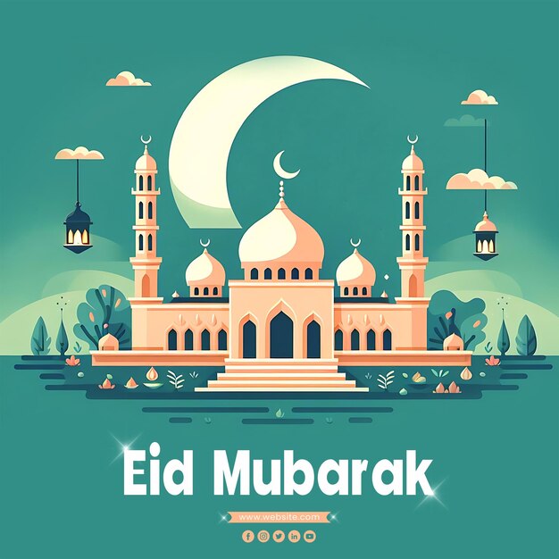 PSD plantilla de diseño de publicaciones de eid mubarak en las redes sociales