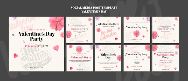 Plantilla de diseño de publicaciones de instagram del día de san valentín