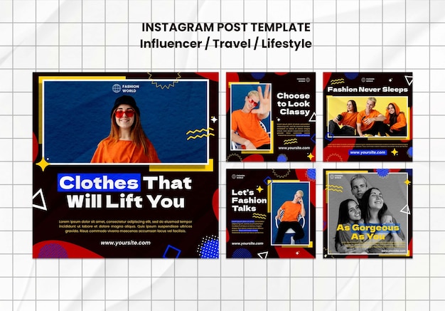 PSD plantilla de diseño de publicaciones de instagram de influencer