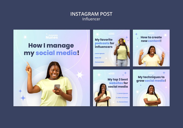 PSD plantilla de diseño de publicaciones de instagram de influencer