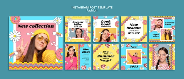 Plantilla de diseño de publicaciones de instagram de moda de diseño plano