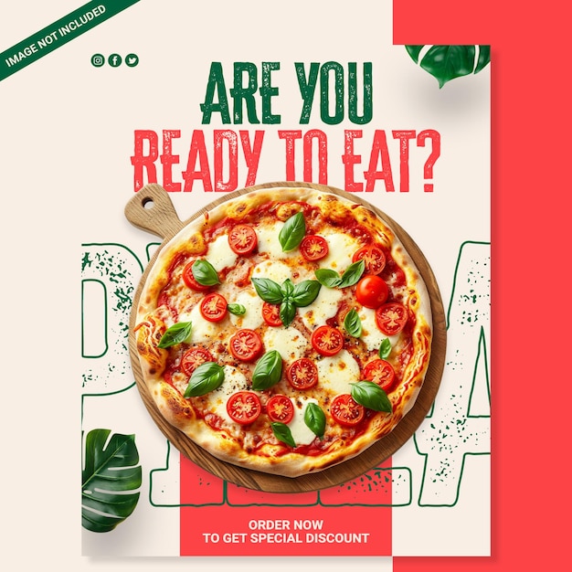 Plantilla de diseño de publicaciones de pizza en las redes sociales