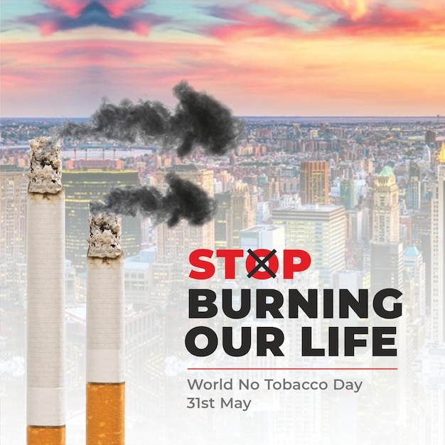 PSD plantilla de diseño de publicaciones de redes sociales para el día mundial sin tabaco