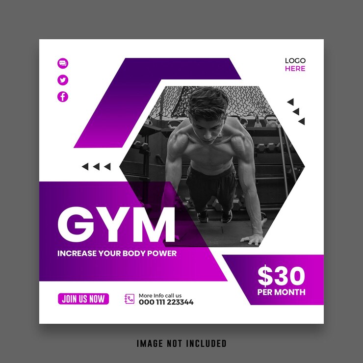 Plantilla de diseño de publicaciones de redes sociales de gimnasio