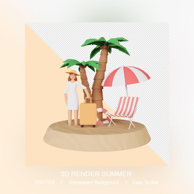 PSD plantilla de diseño de reinterpretación de verano 3d