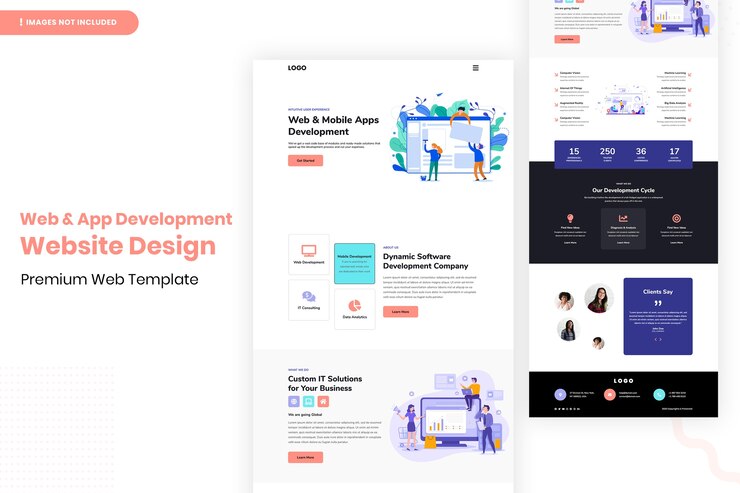 PSD plantilla de diseño de sitio web de desarrollo web y de aplicaciones