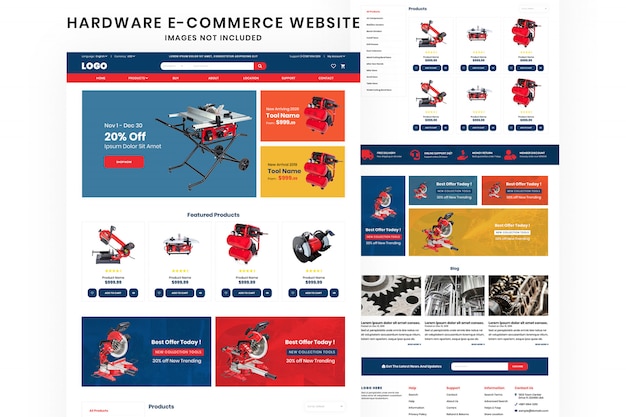 PSD plantilla de diseño de sitio web de herramientas de hardware