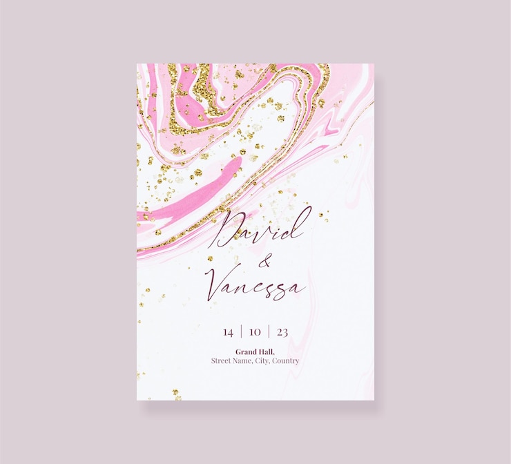PSD plantilla de diseño de tarjeta de boda rosa pastel