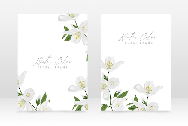 Plantilla de diseño de tarjeta de invitación de celebración de boda acuarela floral