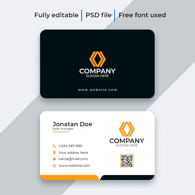 Plantilla de diseño de tarjeta de visita moderna elegante profesional creativa PSD Premium