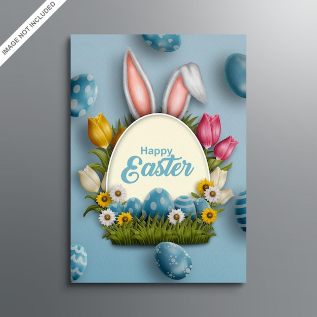 plantilla de diseño de tarjetas de felicitación de día de Pascua en color agua