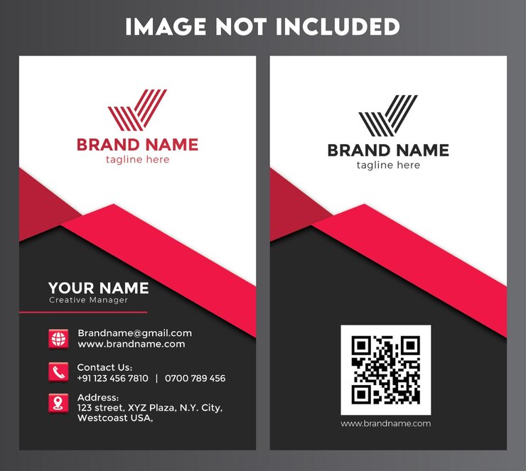 plantilla de diseño de tarjetas de visita verticales rojas y blancas