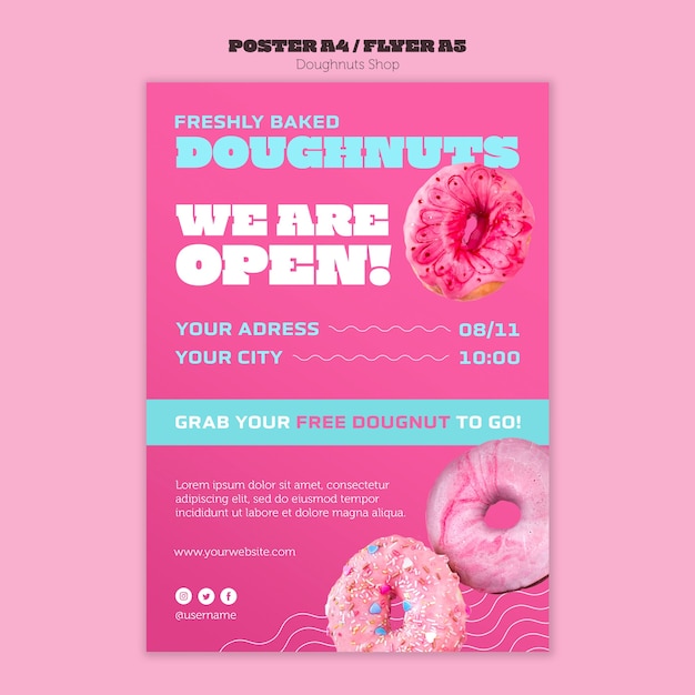 PSD plantilla de donas de diseño plano