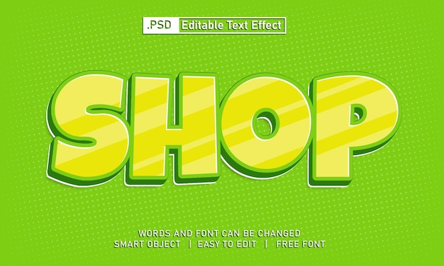 Plantilla editable psd de efecto de estilo de texto de tienda