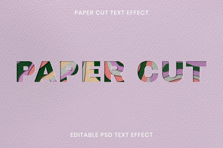 PSD plantilla editable psd de efecto de texto de corte de papel