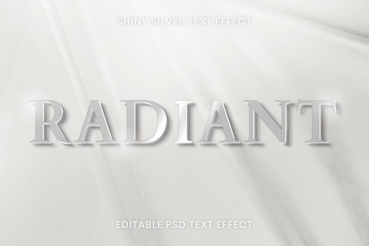 PSD plantilla editable psd de efecto de texto plateado brillante