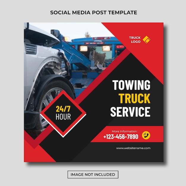 Plantilla editable de publicación de instagram de redes sociales automotrices de camiones de remolque