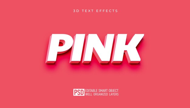 Plantilla de efecto de estilo editable de texto rosa 3d