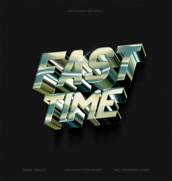 PSD plantilla de efecto de estilo de texto 3d fast time premium psd