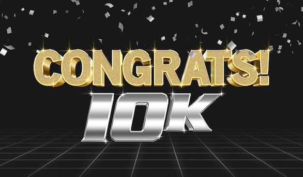 Plantilla de efecto de estilo de texto 3d de felicitaciones 10k