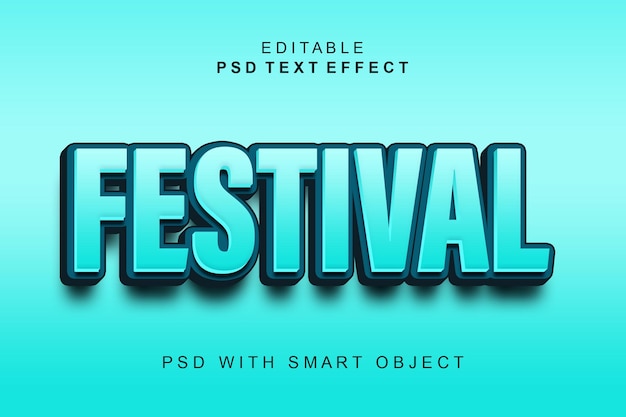 Plantilla de efecto de estilo de texto 3d festival