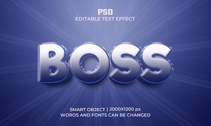 PSD plantilla de efecto de estilo de texto 3d jefe