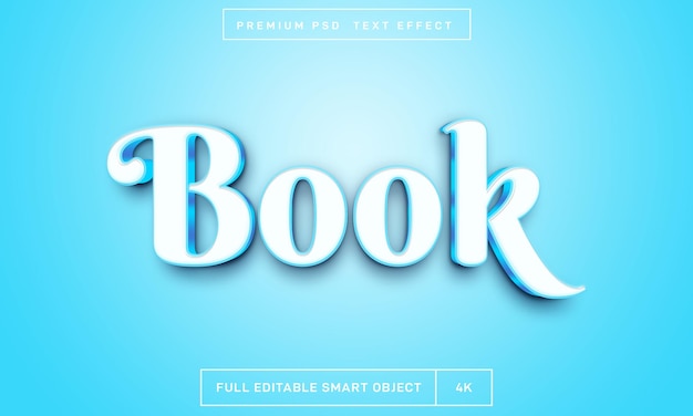 Plantilla de efecto de estilo de texto 3d de libro premium psd