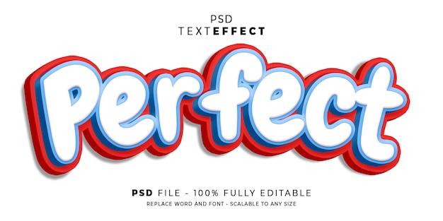 Plantilla de efecto de estilo de texto 3d perfecto