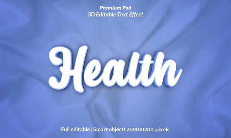 PSD plantilla de efecto de estilo de texto 3d de salud psd premium