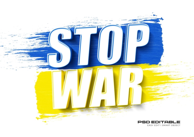 PSD plantilla de efecto de estilo de texto 3d stop war
