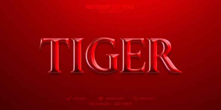 PSD plantilla de efecto de estilo de texto 3d de tigre psd premium