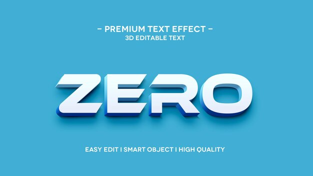 Plantilla de efecto de estilo de texto 3D Zero