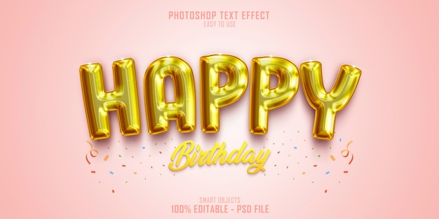 Plantilla de efecto de estilo de texto de feliz cumpleaños 3d