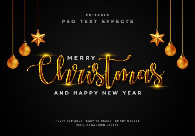 PSD plantilla de efecto de estilo de texto de feliz navidad