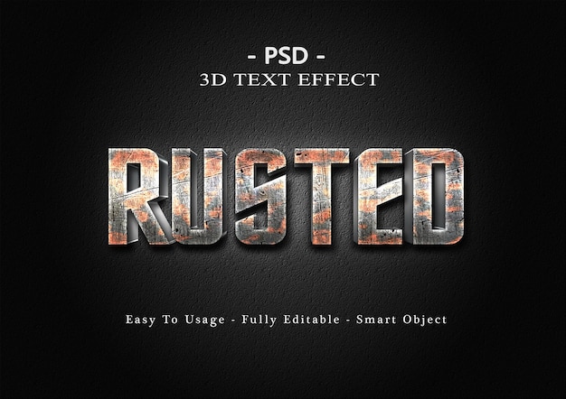 Plantilla de efecto de estilo de texto oxidado 3d