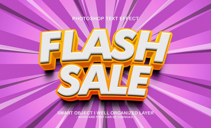 PSD plantilla de efecto de estilo de texto de venta flash 3d editable
